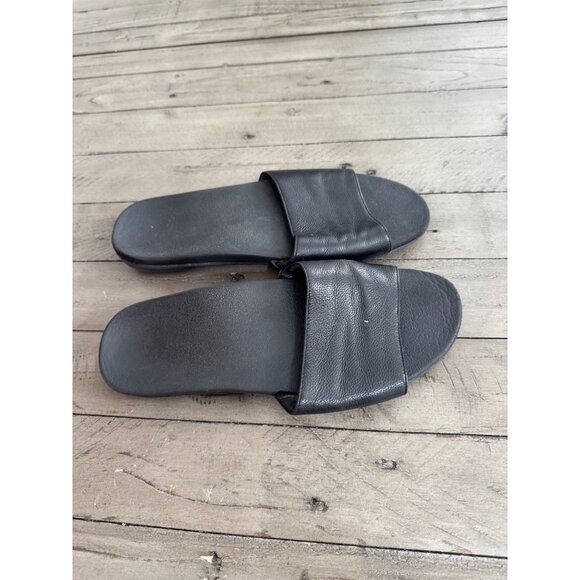 VIONIC Black Leather Val Flat Slide Sandals Size 6.5 / 37.5 - Picture 3 of 4